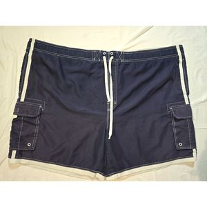 Faded Glory Size 2XL Swim Shorts Blue/White Men's Swim Trunks - 113